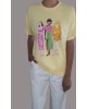 Κίτρινο T-Shirt με Καλλιτεχνική Στάμπα Γυναίκας και Στρας Λεπτομέρειες-232