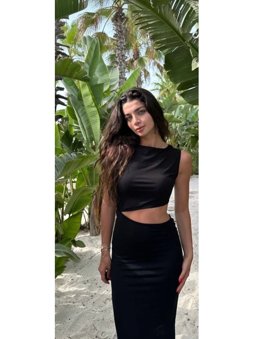 Γυναικείο Φόρεμα Μαύρο Cut-Out - 073