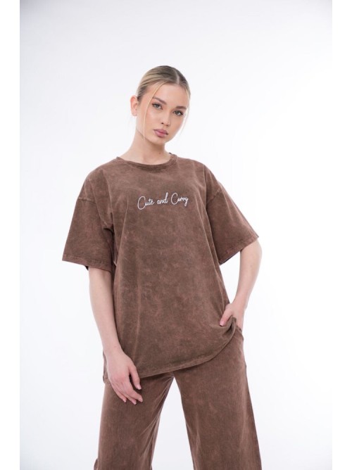 Καφέ Πλυμένο Σετ Φόρμας “Cute and Cozy”-226