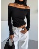 Γυναικείο Off Shoulder Τοπ Μακρυμάνικο Μαύρο- 292