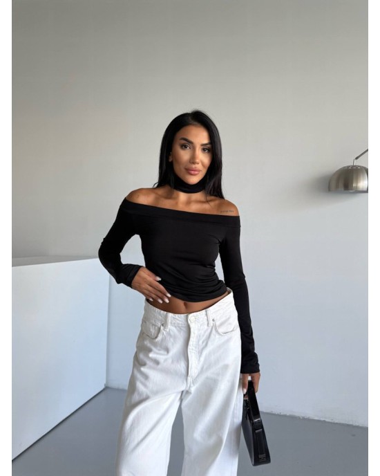 Γυναικείο Off Shoulder Τοπ Μακρυμάνικο Μαύρο- 292