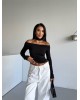 Γυναικείο Off Shoulder Τοπ Μακρυμάνικο Μαύρο- 292