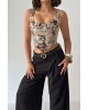 Floral Corset Top με Λουλουδάτο Print & Δεσίματα- 418
