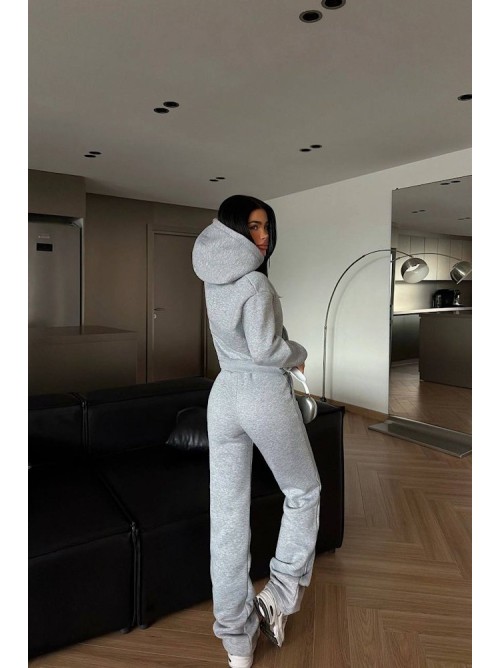 Γκρι Σετ Φόρμας με Κουκούλα – Premium Comfort Fit- 357