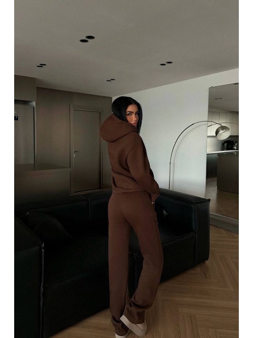 Καφέ Σετ Φόρμας με Κουκούλα – Premium Comfort Fit- 359