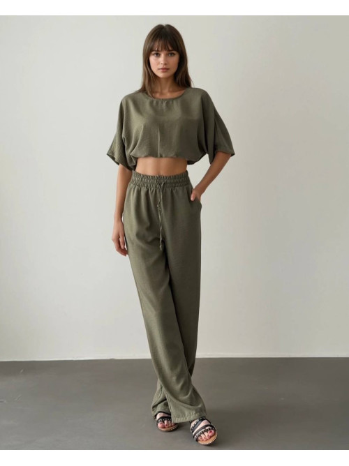 Olive Breeze Crop Blouse- 402