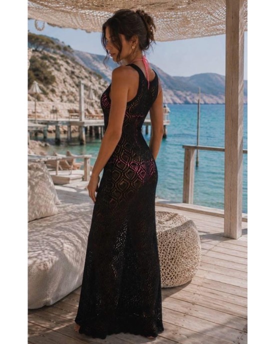 Crochet Maxi Beach Dress – Μαύρο- 406