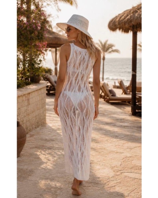 Isla Crochet Maxi Beach Dress – Λευκό- 407