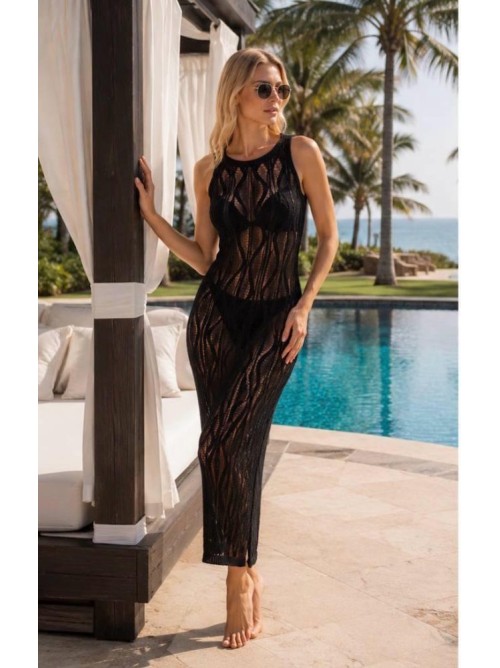 Isla Crochet Maxi Beach Dress – Μαύρο-408