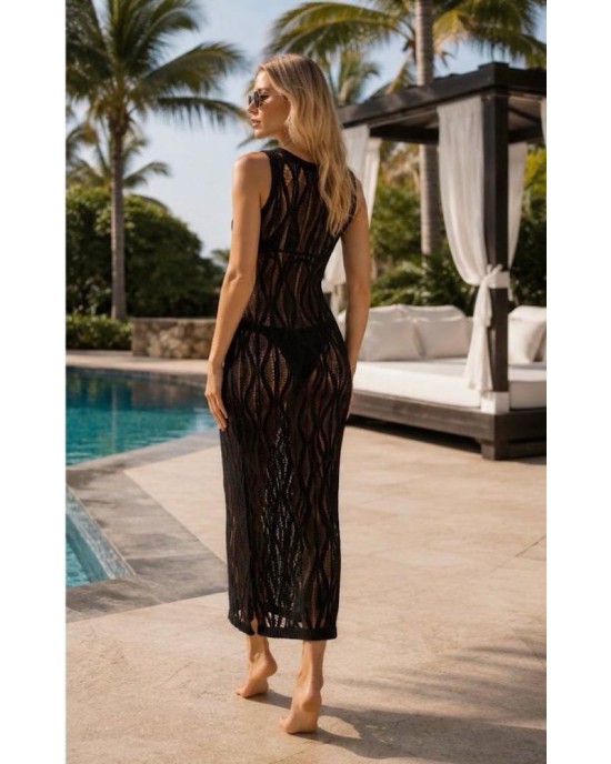 Isla Crochet Maxi Beach Dress – Μαύρο-408