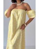 Midi Φόρεμα Πουά με Off Shoulder Μανίκια- 420