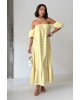 Midi Φόρεμα Πουά με Off Shoulder Μανίκια- 420
