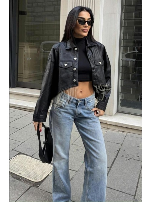 Luna Fringe Cropped Jacket Μαύρο- 381