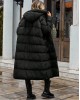 Μαύρο Μακρύ Puffer Μπουφάν με Εντυπωσιακή Γραμμή- 318