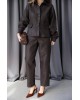 Σετ Suede Effect Jacket & Παντελόνι σε Chocolate Brown- 426