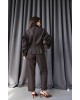 Σετ Suede Effect Jacket & Παντελόνι σε Chocolate Brown- 426