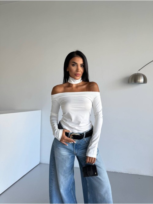 Γυναικείο Off Shoulder Τοπ Μακρυμάνικο Άσπρο- 277
