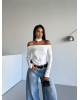 Γυναικείο Off Shoulder Τοπ Μακρυμάνικο Άσπρο- 277