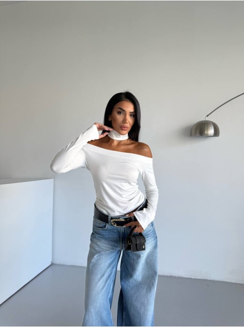 Γυναικείο Off Shoulder Τοπ Μακρυμάνικο Άσπρο- 277