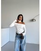 Γυναικείο Off Shoulder Τοπ Μακρυμάνικο Άσπρο- 277