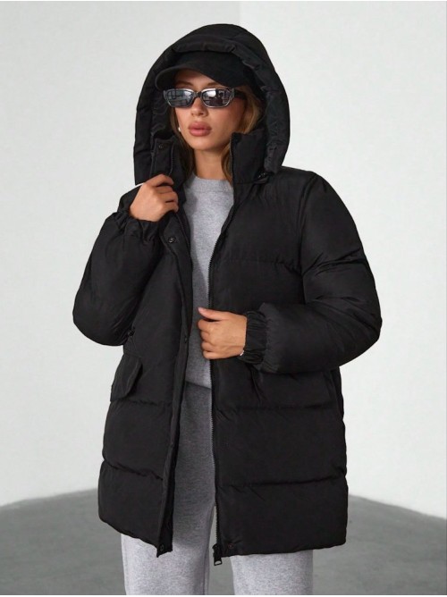 Black Oversized Puffer Jacket – Γυναικείο Φουσκωτό Μπουφάν- 345