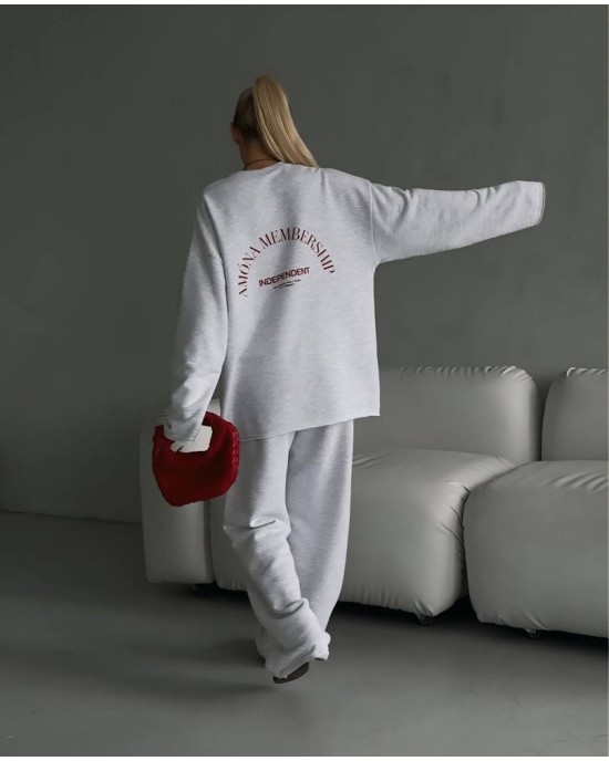 Σετ Oversized Φόρμας – Ανοιχτό Γκρι- 319