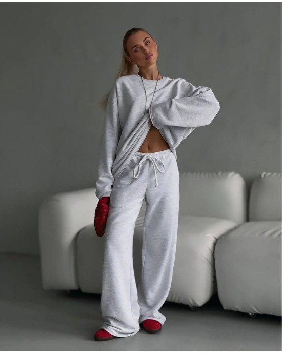 Σετ Oversized Φόρμας – Ανοιχτό Γκρι- 319