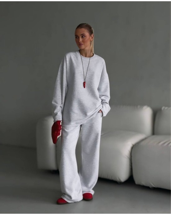 Σετ Oversized Φόρμας – Ανοιχτό Γκρι- 319