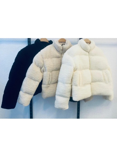 Γυναικείο Πουπουλένιο Jacket Sherpa – Μαύρο, Μπεζ, Εκρού- 347